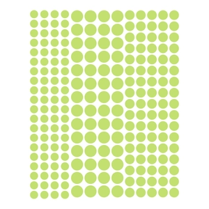 Luminous green circle wall stickers set with multiple sizes for home and bedroom decor