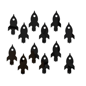 Set of 12 black mirror acrylic rocket wall stickers for children's room decoration