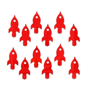 Detail of 12 red mirror rocket wall stickers for nursery and kids' bedroom decoration