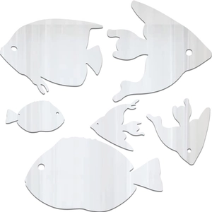 6-piece ocean tropical fish acrylic mirror wall stickers for bathroom and nursery decor