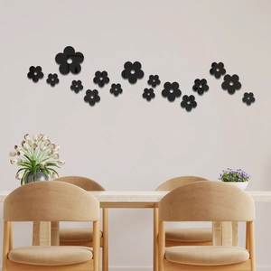 Modern black flower mirror acrylic wall stickers for home decor creative diy floral decals