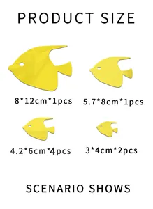 Spécifications de taille pour les stickers muraux miroir en acrylique de poissons