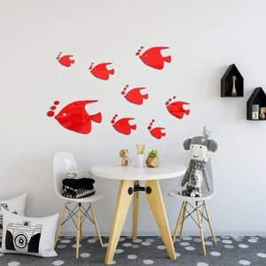 Stickers muraux miroir poissons rouges en acrylique pour décoration de chambre moderne