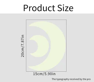 Tabella dettagliata delle dimensioni per l'adesivo murale luna luminosa, 20cm per 15cm