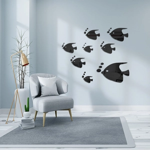 Stickers muraux miroir poisson bulle océan 3D en acrylique pour salon décor