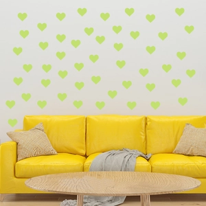 50-piece green heart glow in the dark wall stickers for children's bedroom decor