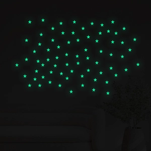 Luminous glow in the dark star wall stickers for kids bedroom decor in fluorescent green