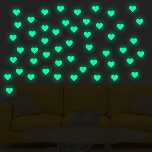 Glow In The Dark Heart Wall Stickers Luminous Fluorescence Heart Shaped Removable Decals For Kids Room Bedroom Home Decor