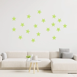 Luminous star wall stickers for girls' bedroom decoration with minimalist sofa setup