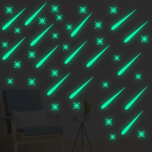 Luminous glow in the dark stars and meteors wall stickers for bedroom ceiling decor