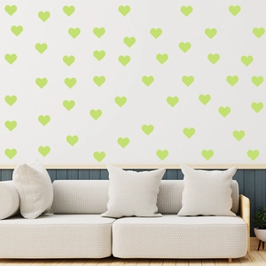 Luminous heart-shaped wall stickers in fluorescent green for modern bedroom wall decor