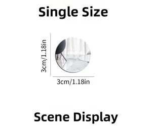 Detail showing 3cm diameter size of circular mirror wall stickers for home decor
