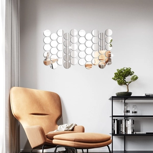Geometric Round Circle Mirror Wall Stickers Waterproof Acrylic Self Adhesive Decals For Living Room Home Decor DIY Mural