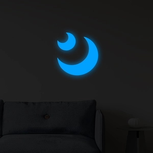 Adesivi Murali Luna Luminosa Si Illumina Al Buio PET Luce Blu Luna Crescente Decalcomanie Per Camera Bambini Letto Casa Decor