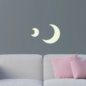 Adesivi murali fluorescenti a forma di luna crescente per decorazione casa moderna