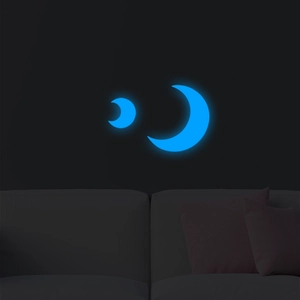 Adesivi murali luna crescente luminosa blu fluorescente per decorazione camera bambini