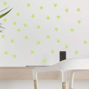 Luminous star wall stickers in fluorescent green for kids' bedroom and nursery decor