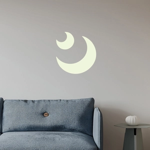 Adesivi murali luna luminosa per cameretta bambini con design a mezzaluna fluorescente
