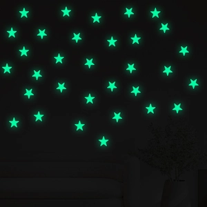 Luminous star wall stickers with bright green glow in the dark for bedroom ceiling decoration