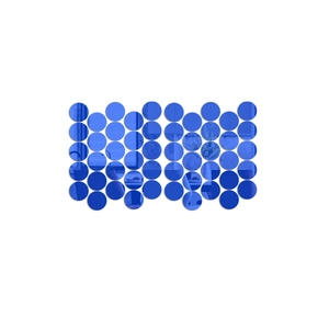 Blue acrylic round mirror wall stickers with reflective surface in a matrix layout