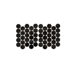 Detail view of round black mirror wall stickers with reflective surface for home decor