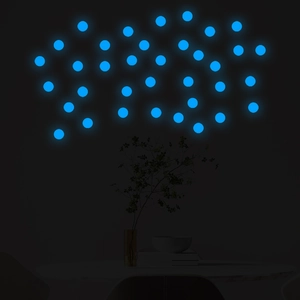 Luminous blue round wall stickers glowing in the dark for bedroom and kids room decor