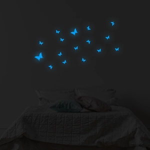 Luminous blue butterfly wall stickers glowing in the dark for bedroom wall decoration