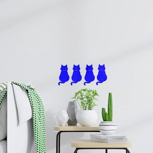 Set of 4 cute blue cat mirror wall stickers for modern home and kids room decor