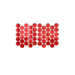 Red acrylic geometric round mirror wall decals in a decorative honeycomb pattern set