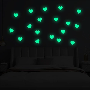 Stickers muraux en forme de cœur lumineux vert fluorescent pour chambre d'enfant