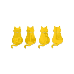 Set of 4 DIY golden cat silhouette acrylic mirror wall stickers for home decoration