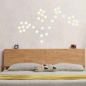 Detailed view of luminous geometric dot wall stickers for bedroom background decoration