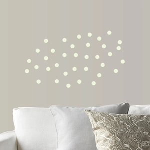 Minimalist geometric dot wall stickers for living room with soft blue luminous effect