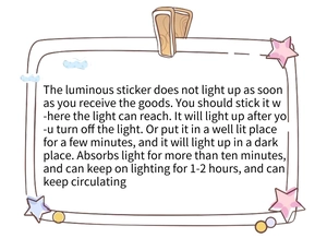 Guide d'autocollant mural lumineux montrant 10 min d'absorption pour l'effet de nuit