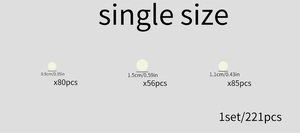 Spécifications de taille pour 221 stickers muraux ronds et phosphorescents en lot