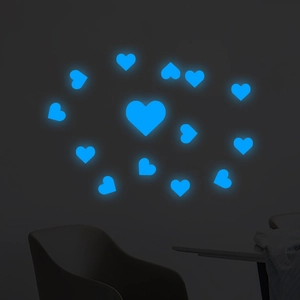 Luminous Heart Wall Stickers Glow In The Dark PVC Fluorescent Blue Wall Decals For Bedroom Kids Room Home Decor