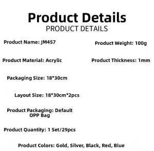Specifications of 29pcs acrylic mirror wall stickers, 1mm thickness, 100g set weight