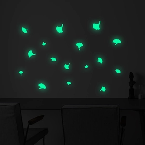 Luminous Ginkgo Leaf Wall Stickers Glow In The Dark Fluorescent PVC DIY Removable Wall Decals For Bedroom Living Room Home