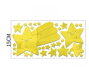 Detailed product size chart for star-shaped 3D acrylic wall stickers, 30cm by 15cm layout