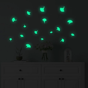 Luminous ginkgo leaf wall stickers set for glow in the dark home interior decoration