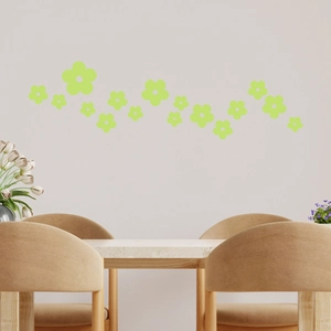 Luminous flower wall stickers in fluorescent green for bedroom decor and dining area