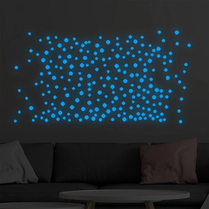 Stickers Muraux Pois Bleus Lumineux Brillent Dans le Noir Points Circulaires Autocollants en PVC pour Décoration de Chambre et Salon Maison