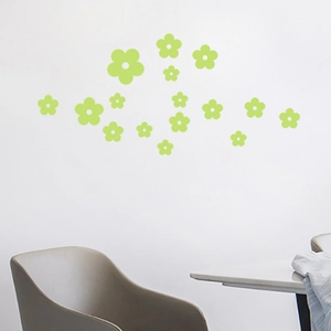 Luminous green flower wall stickers for romantic bedroom and bathroom home wall decoration