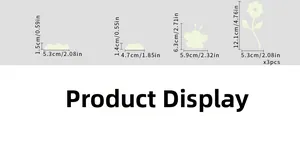 Detailed size chart for glow-in-the-dark butterfly, cloud and flower wall stickers