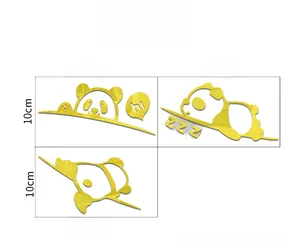 Detailed size specifications for three gold acrylic panda wall stickers with glossy finish
