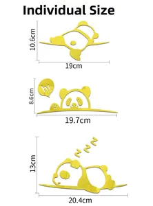 Three cute 3D panda acrylic wall stickers in different poses with single size dimensions