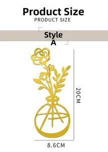 Detaillierte Größenangaben für goldene Acryl-Spiegel-Wandaufkleber Blumen Typ A