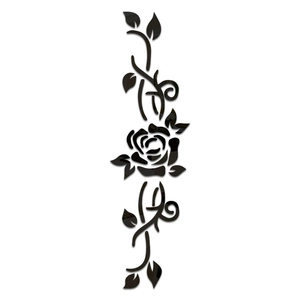 3D mirror floral wall sticker featuring black rose and vine pattern for home decor