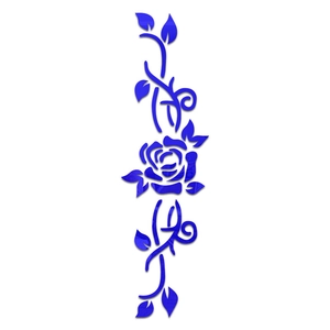 Vertical blue acrylic 3D mirror wall stickers featuring rose and vine floral patterns