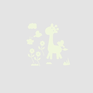 Luminous giraffe and birds wall sticker set for kids room decoration in soft yellow glow